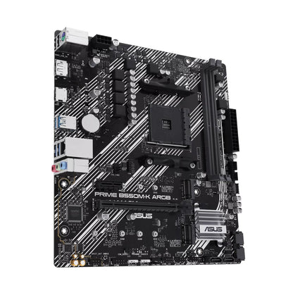 ASUS PRIME B550M-K ARGB | AMD B550 | AM4 | DDR4 | PCIe 4.0 | Dual M.2 | 1Gb LAN | mATX