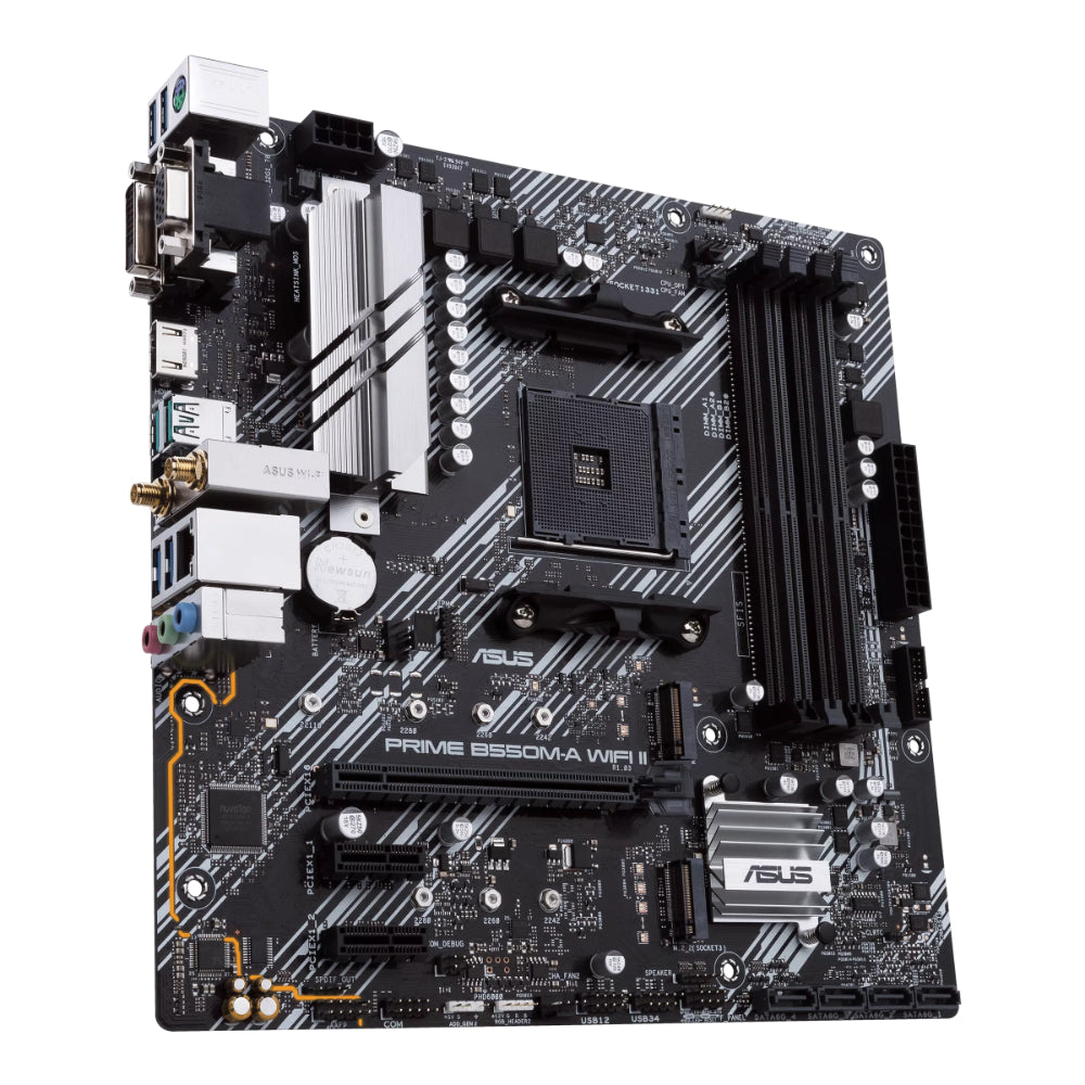 ASUS PRIME B550M-A WIFI II Micro-ATX Motherboard | AMD B550 Chipset, AM4 Socket, PCIe 4.0, Dual M.2, Wi-Fi 6, USB 3.2 Gen 2, and Aura Sync RGB