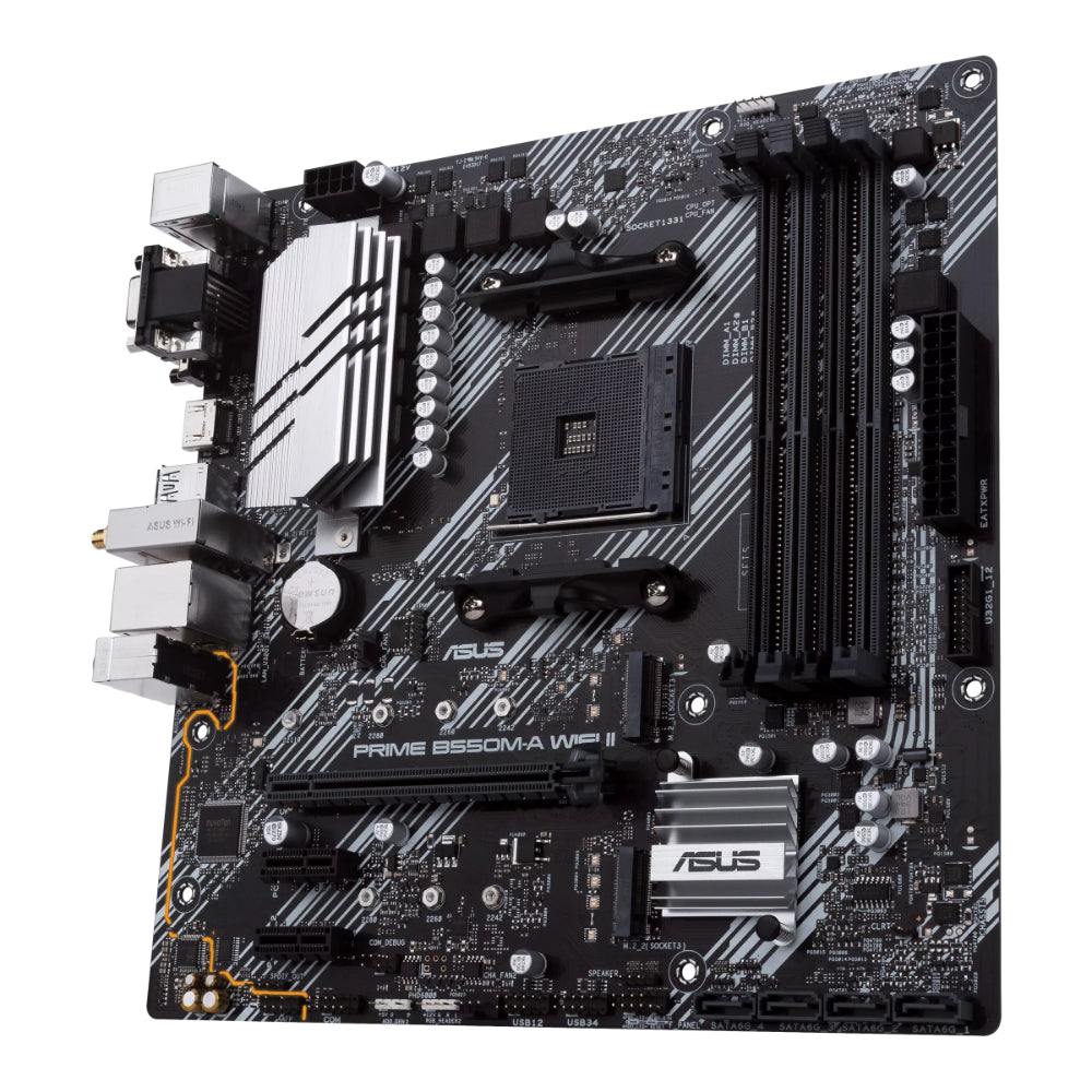 ASUS PRIME B550M-A WIFI II Micro-ATX Motherboard | AMD B550 Chipset, AM4 Socket, PCIe 4.0, Dual M.2, Wi-Fi 6, USB 3.2 Gen 2, and Aura Sync RGB
