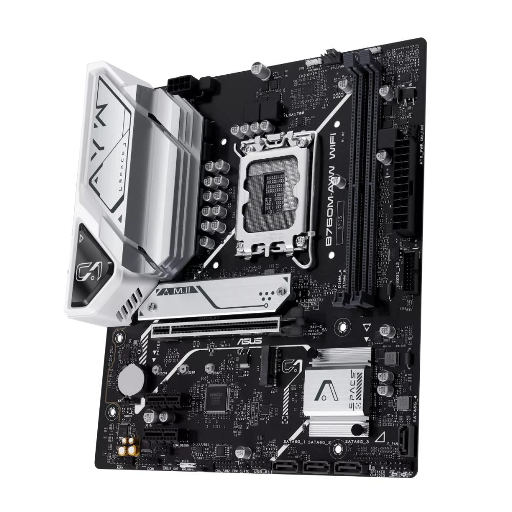 ASUS B760M-AYW WIFI Motherboard | Intel B760 | LGA 1700 | DDR5 | WiFi 6 | 2.5Gb Ethernet | 2 × M.2 PCIe 4.0 | mATX | HDMI | Aura Sync