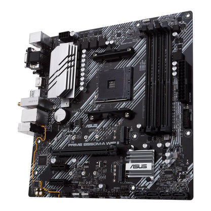ASUS PRIME B550M-A WIFI II | AMD B550 | AM4 | DDR4 | Wi-Fi 6 | Dual M.2 | PCIe 4.0 | 1Gb LAN | mATX | Aura Sync