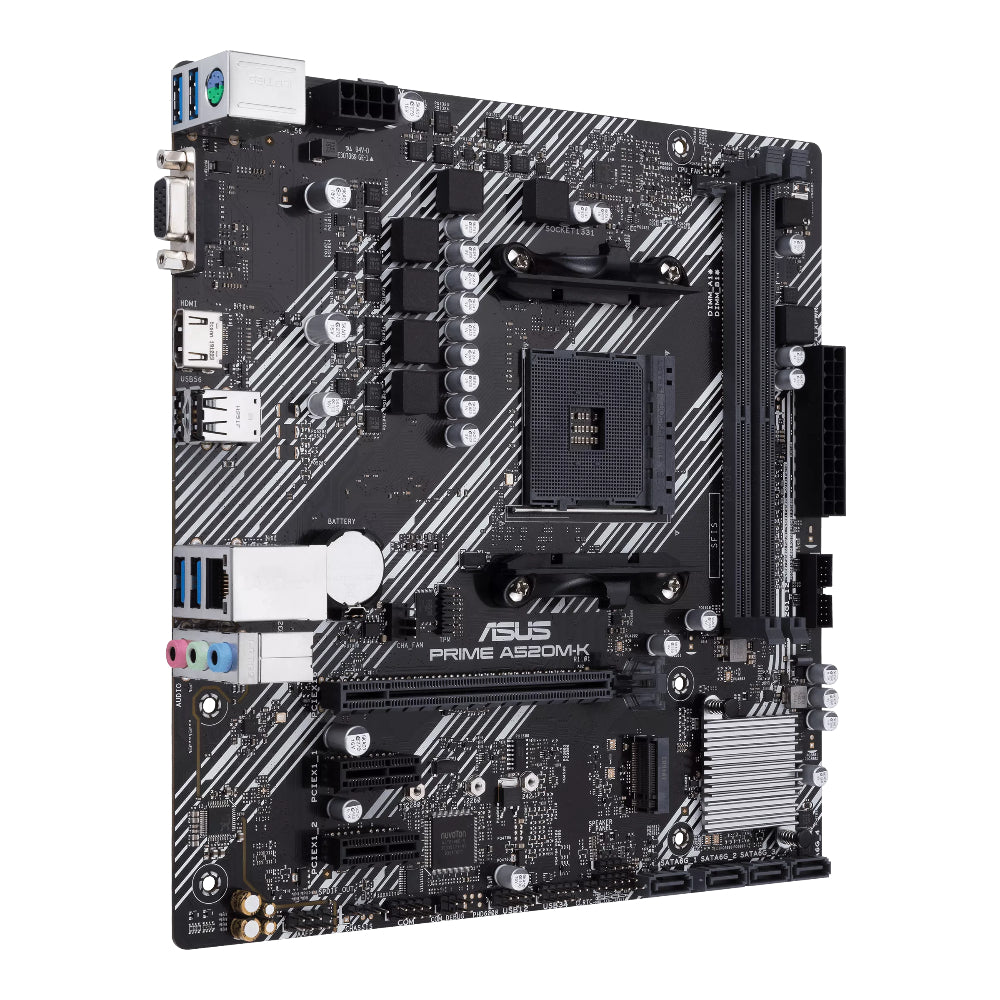 ASUS PRIME A520M-K/CSM | Micro-ATX Motherboard | AMD AM4 Socket | M.2 NVMe Support | USB 3.2 Gen 1 | 5X Protection III
