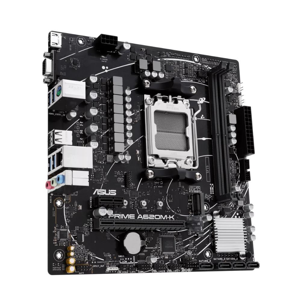 ASUS PRIME A620M-K-CSM AMD A620 DDR5 micro-ATX Motherboard | AM5 | PCIe 4.0 | DDR5 | AI Ready