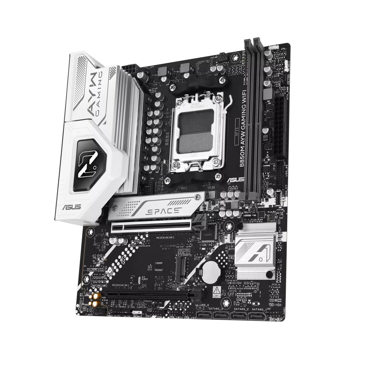 ASUS B850M AYW GAMING WIFI | AMD B850 | AM5 | DDR5 | Ryzen 9000/8000/7000 | PCIe 5.0 | Wi-Fi 6 | 2.5Gb LAN | Dual M.2 | micro-ATX