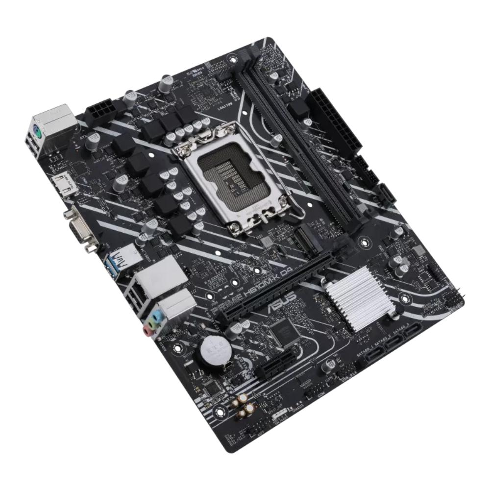 ASUS PRIME H610M-K D4 Intel H610 Micro ATX Motherboard | LGA 1700 | 14th/13th/12th Gen Intel Core | DDR4 3200MHz | PCIe 4.0 | M.2 PCIe 3.0 x4 | 4× SATA 6Gb/s | HDMI 4K@60Hz | 1Gb Ethernet