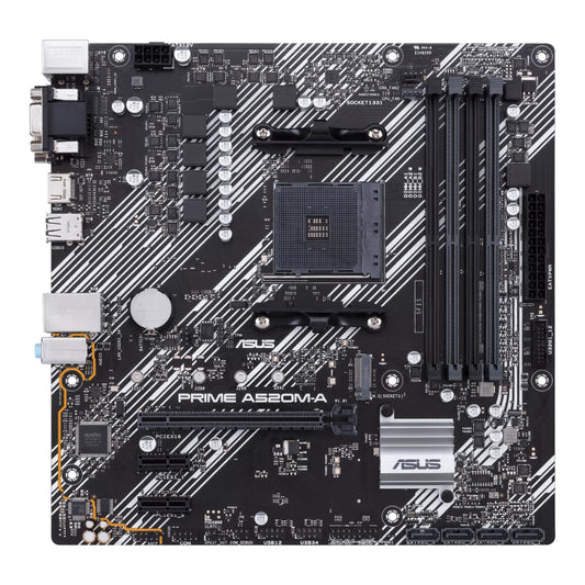 AMD A520-A Micro-ATX Motherboard | Ryzen AM4 Socket | M.2 NVMe Support | 1Gb Ethernet | HDMI/DVI/D-Sub | SATA 6Gbps | USB 3.2 Gen 1 Type-A