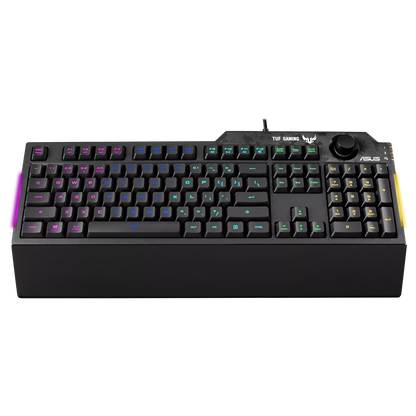 ASUS TUF Gaming K1 RGB Keyboard | Tactile Switches | 19-Key Rollover | Dedicated Volume Knob | Spill-Resistant | Side Light Bar | Armoury Crate | Detachable Wrist Rest