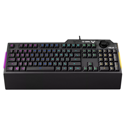 ASUS TUF Gaming K1 RGB Keyboard | Tactile Switches | 19-Key Rollover | Dedicated Volume Knob | Spill-Resistant | Side Light Bar | Armoury Crate | Detachable Wrist Rest