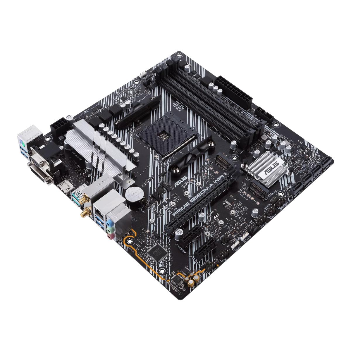 ASUS PRIME B550M-A WIFI II | AMD B550 | AM4 | DDR4 | Wi-Fi 6 | Dual M.2 | PCIe 4.0 | 1Gb LAN | mATX | Aura Sync