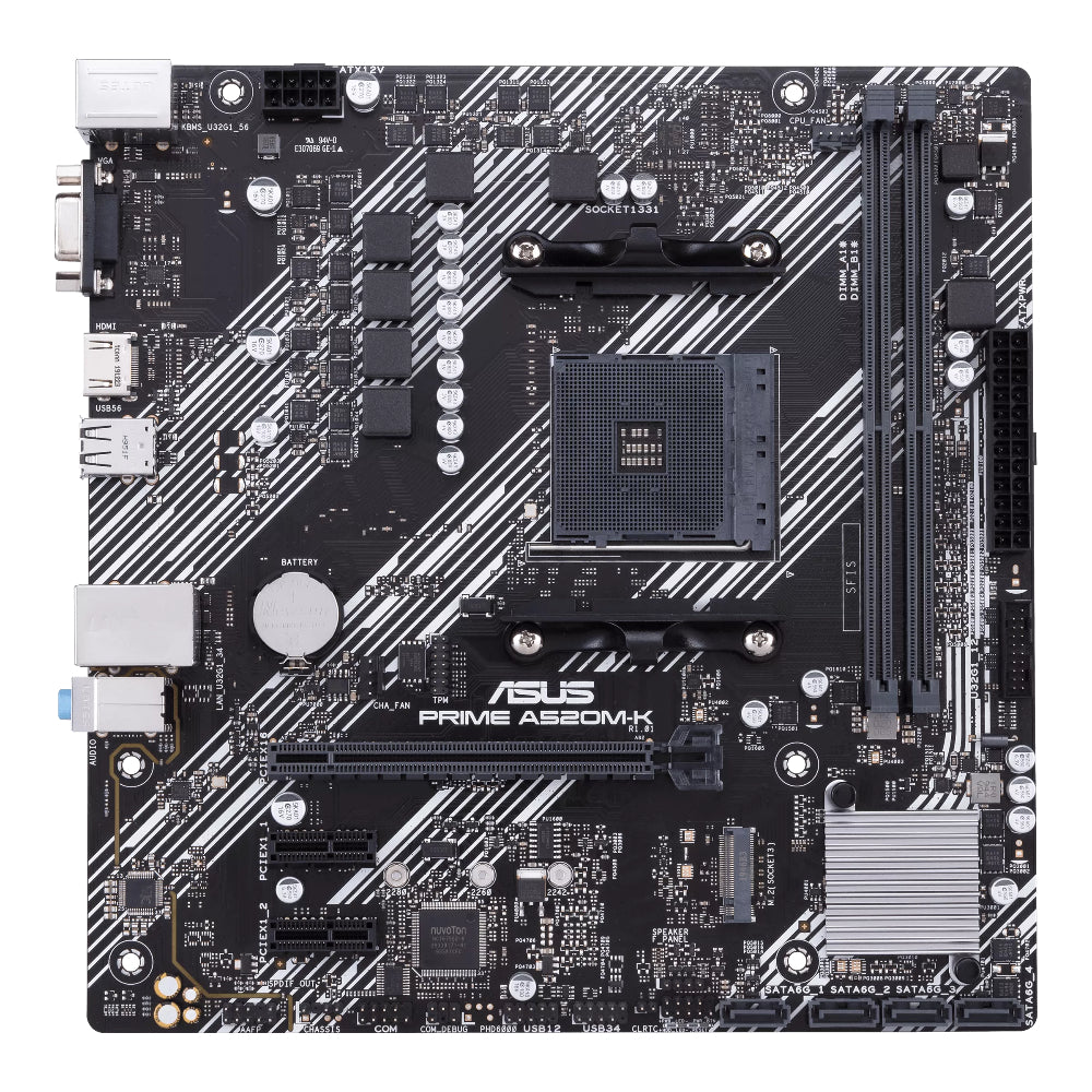 ASUS PRIME A520M-K/CSM | Micro-ATX Motherboard | AMD AM4 Socket | M.2 NVMe Support | USB 3.2 Gen 1 | 5X Protection III