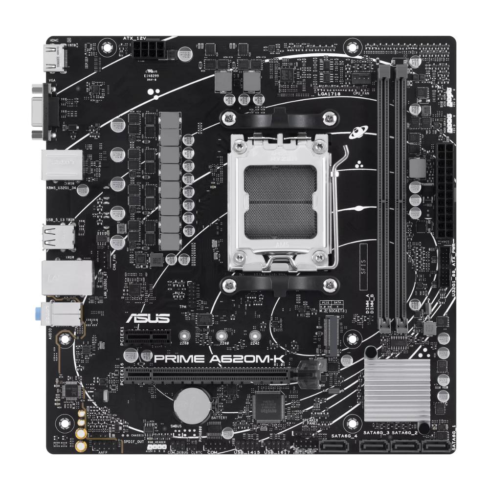 ASUS PRIME A620M-K-CSM AMD A620 DDR5 micro-ATX Motherboard | AM5 | PCIe 4.0 | DDR5 | AI Ready