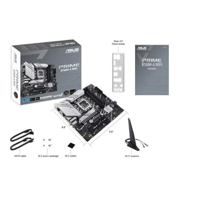 ASUS Prime B760M-A WIFI Motherboard | Intel B760 | LGA 1700 | mATX | DDR5 | Wi-Fi 6 | 2.5Gb Ethernet | PCIe 4.0 | 2× M.2 | HDMI | DisplayPort | USB Type-C | Aura Sync