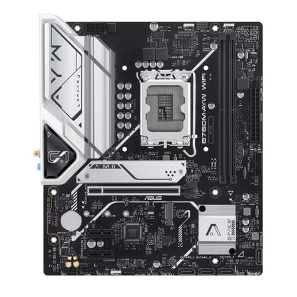 ASUS B760M-AYW WIFI Motherboard | Intel B760 | LGA 1700 | DDR5 | WiFi 6 | 2.5Gb Ethernet | 2 × M.2 PCIe 4.0 | mATX | HDMI | Aura Sync