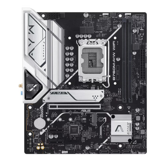 ASUS B760M-AYW WIFI Motherboard | Intel B760 | LGA 1700 | DDR5 | WiFi 6 | 2.5Gb Ethernet | 2 × M.2 PCIe 4.0 | mATX | HDMI | Aura Sync