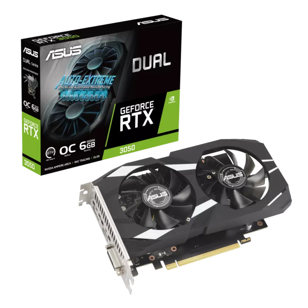ASUS Dual GeForce RTX™ 3050 - O6G  – Compact Power with Ray-Tracing Brilliance