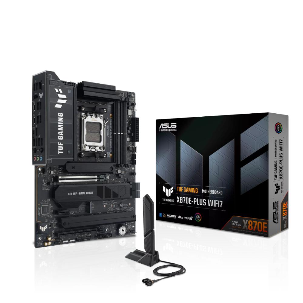 ASUS TUF GAMING X870E-PLUS WIFI7 Motherboard | AMD X870E | AM5 | DDR5 256GB | PCIe 5.0 | Wi-Fi 7 | 2.5GbE | USB4 40Gbps | 30W USB-C PD | ATX