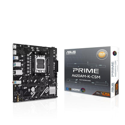ASUS PRIME A620AM-K-CSM | AMD A620A | AM5 | DDR5 | Ryzen 9000/8000/7000 | PCIe 4.0 | M.2 | 1Gb LAN | micro-ATX