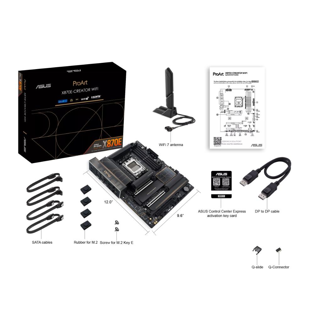 ASUS ProArt X870E-CREATOR WIFI Motherboard | AMD X870E | AM5 | DDR5 256GB | PCIe 5.0 | Dual USB4 | 10GbE + 2.5GbE | Wi-Fi 7 | ATX