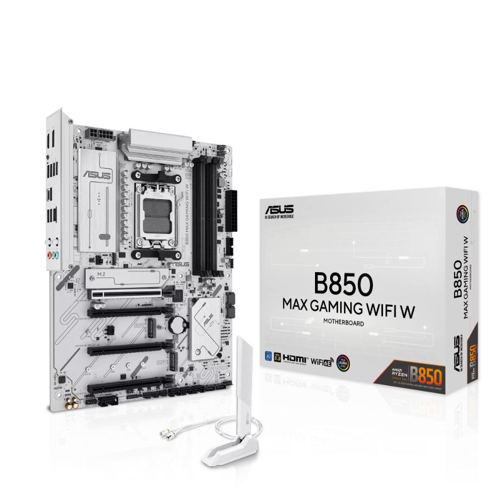 ASUS B850 MAX GAMING WIFI W AMD AM5 ATX Motherboard | Ryzen 9000/8000/7000 | 256GB DDR5 | 8000+MT/s (OC) | Wi-Fi 6E | 2.5Gb LAN | 3× M.2 | PCIe 5.0