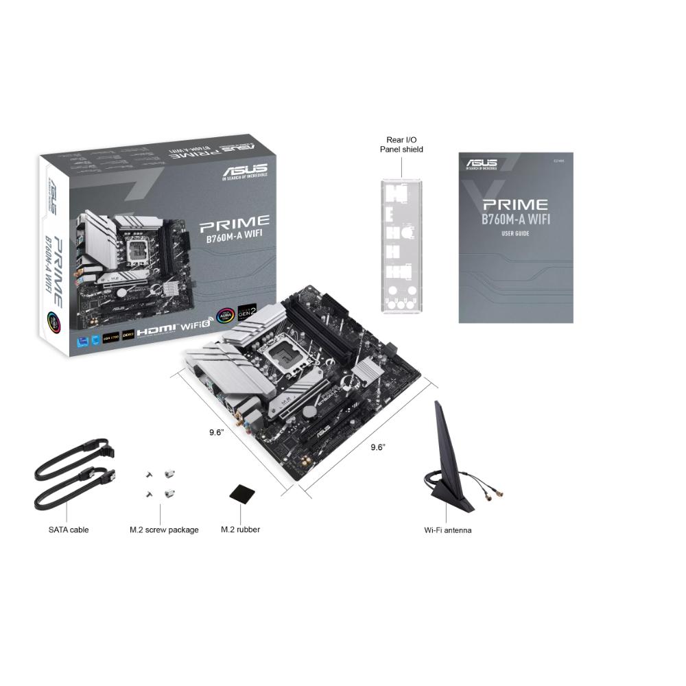 ASUS PRIME B760M-A WIFI DDR5 Intel® B760 mATX Motherboard | LGA1700 | PCIe 4.0 | Wi-Fi 6 | DDR5