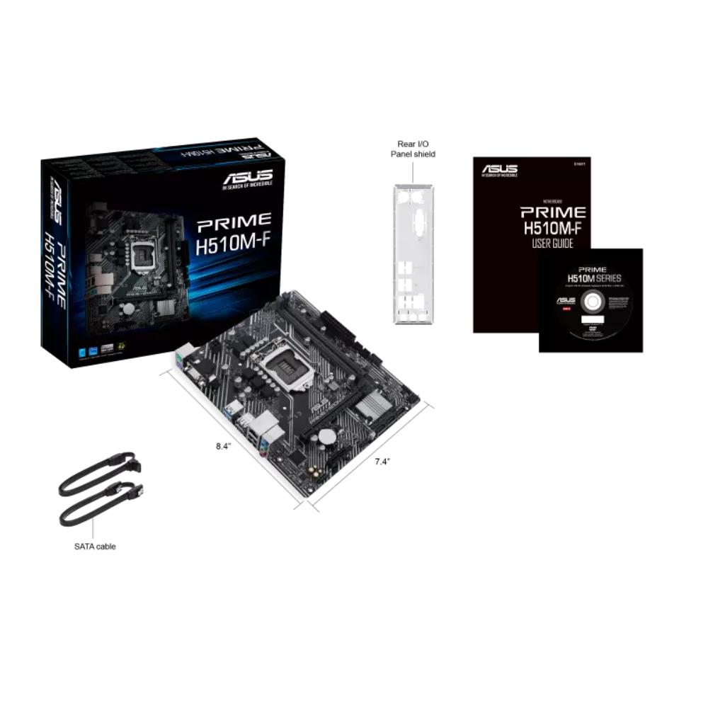 ASUS PRIME H510M-F Intel H510 Micro ATX Motherboard | LGA 1200 | 11th/10th Gen Intel Core | DDR4 3200MHz | PCIe 4.0 | 4× SATA 6Gb/s | USB 3.2 Gen 1 | 1Gb Ethernet