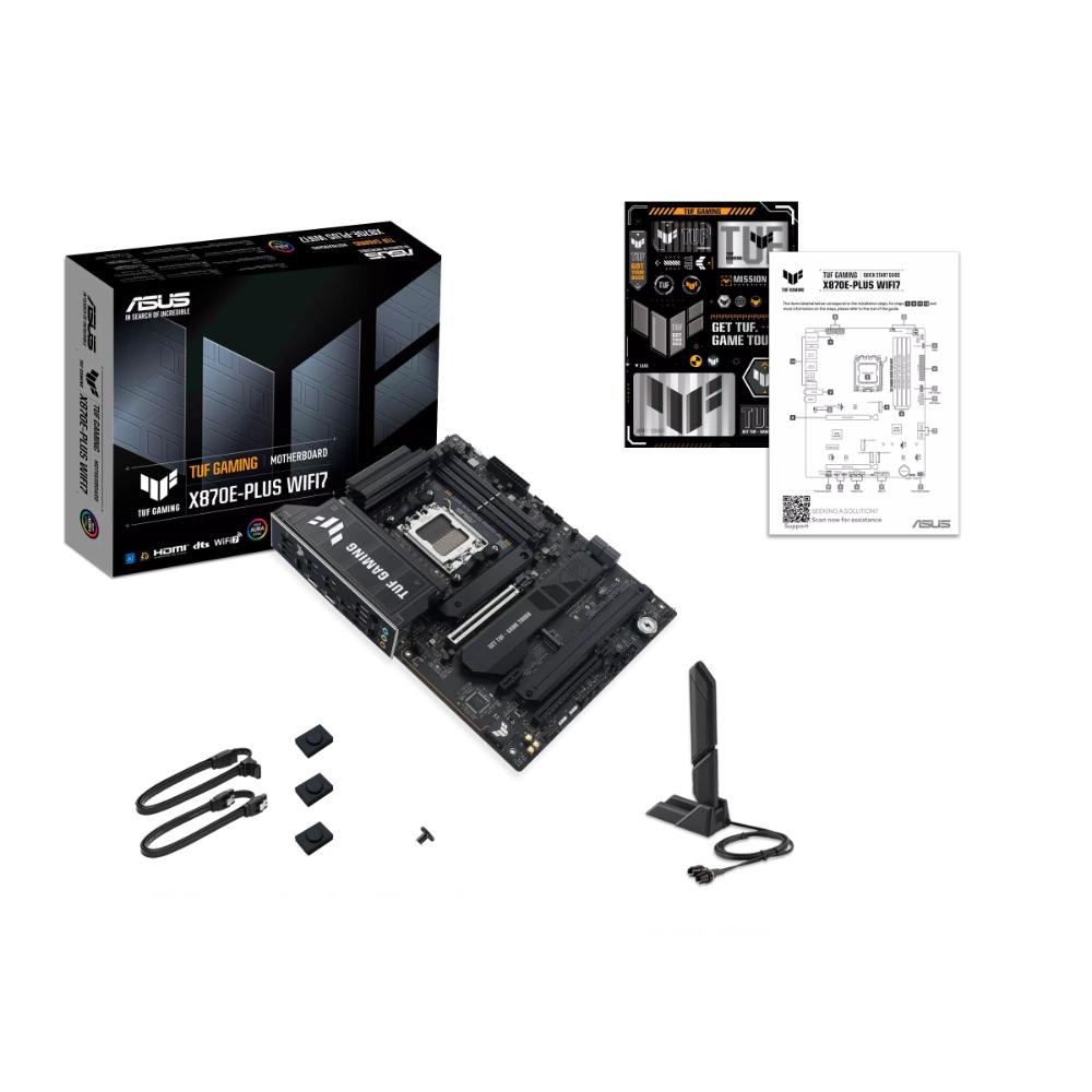ASUS TUF GAMING X870E-PLUS WIFI7 Motherboard | AMD X870E | AM5 | DDR5 256GB | PCIe 5.0 | Wi-Fi 7 | 2.5GbE | USB4 40Gbps | 30W USB-C PD | ATX