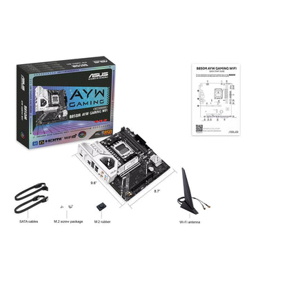 ASUS B850M AYW GAMING WIFI | AMD B850 | AM5 | DDR5 | Ryzen 9000/8000/7000 | PCIe 5.0 | Wi-Fi 6 | 2.5Gb LAN | Dual M.2 | micro-ATX