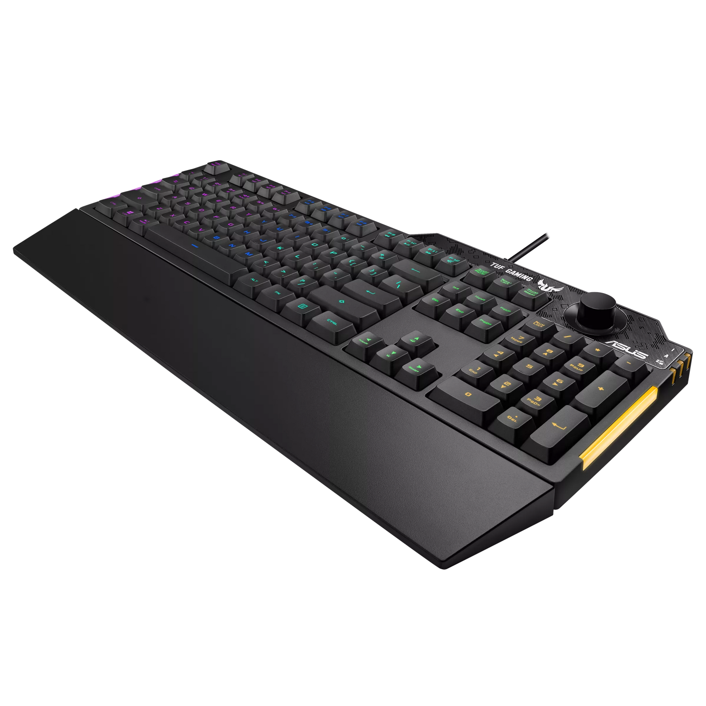 ASUS TUF Gaming K1 RGB Keyboard | Tactile Switches | 19-Key Rollover | Dedicated Volume Knob | Spill-Resistant | Side Light Bar | Armoury Crate | Detachable Wrist Rest