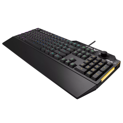 ASUS TUF Gaming K1 RGB Keyboard | Tactile Switches | 19-Key Rollover | Dedicated Volume Knob | Spill-Resistant | Side Light Bar | Armoury Crate | Detachable Wrist Rest