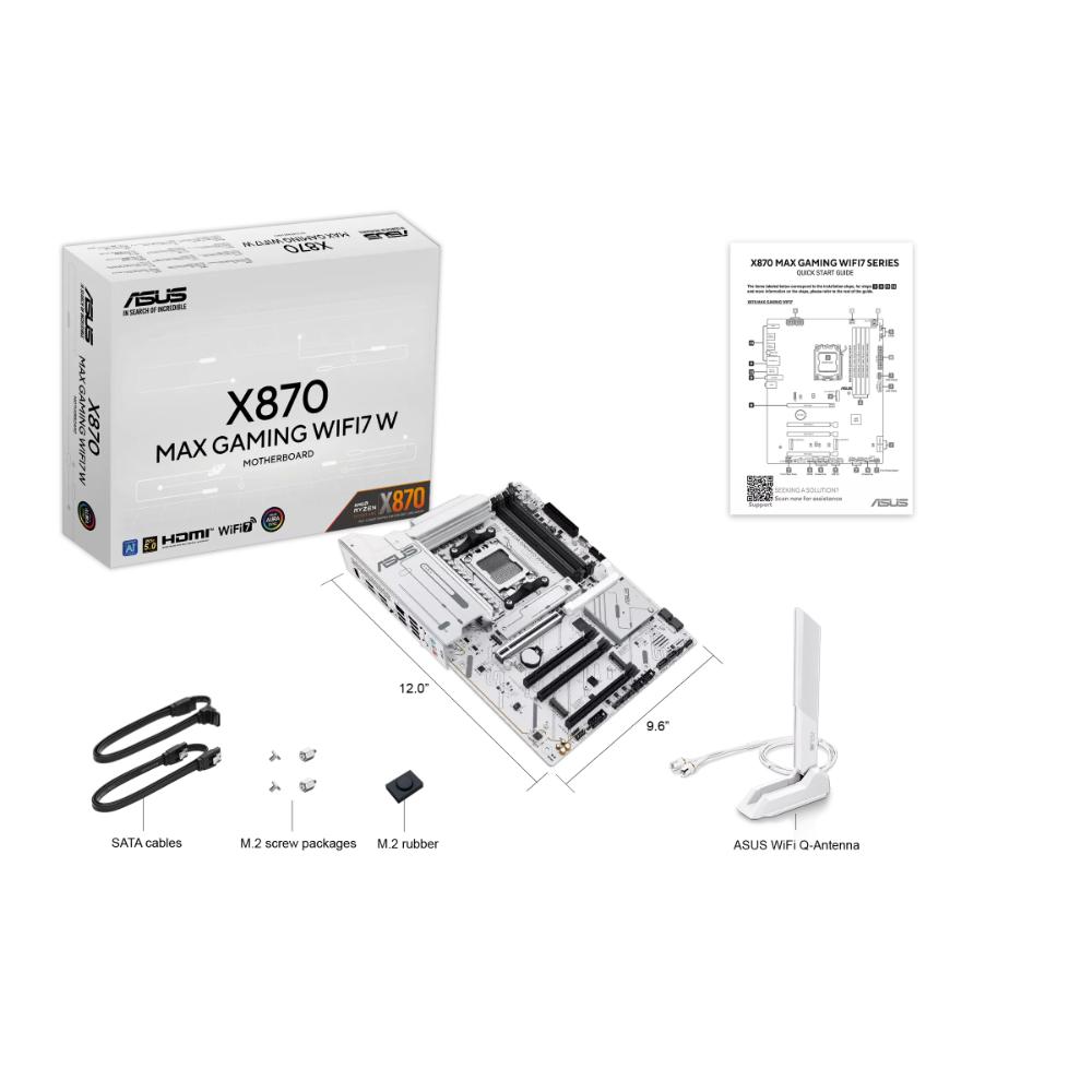 ASUS X870 MAX GAMING WIFI7 W Motherboard | AMD X870 | AM5 | DDR5 256GB | PCIe 5.0 | Wi-Fi 7 | 2.5GbE | USB4 40Gbps | ATX