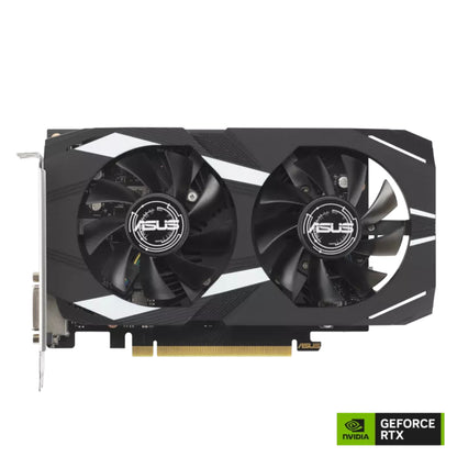Asus GeForce RTX graphics card with dual fans on a white background