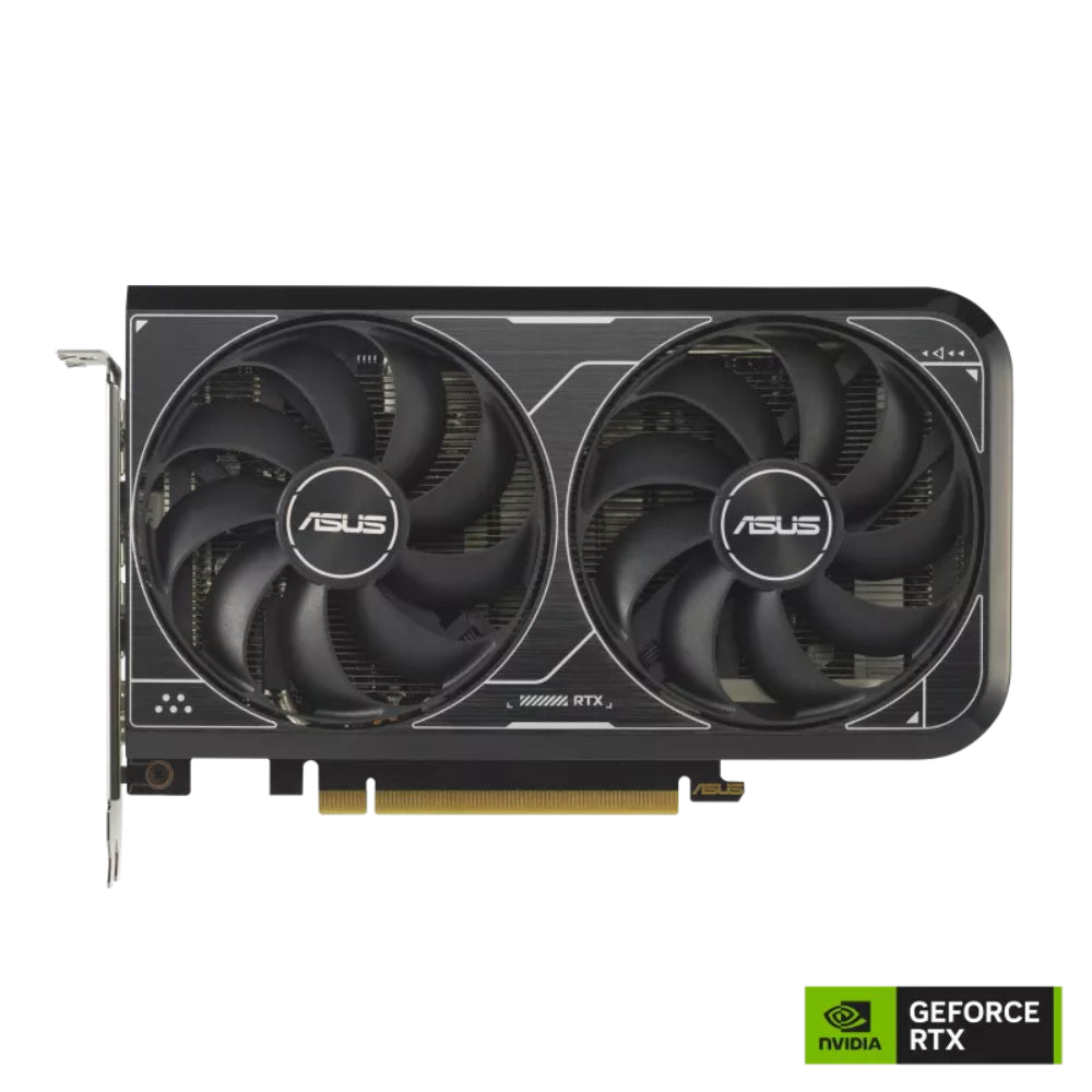 Asus GeForce RTX graphics card with dual fans on a white background