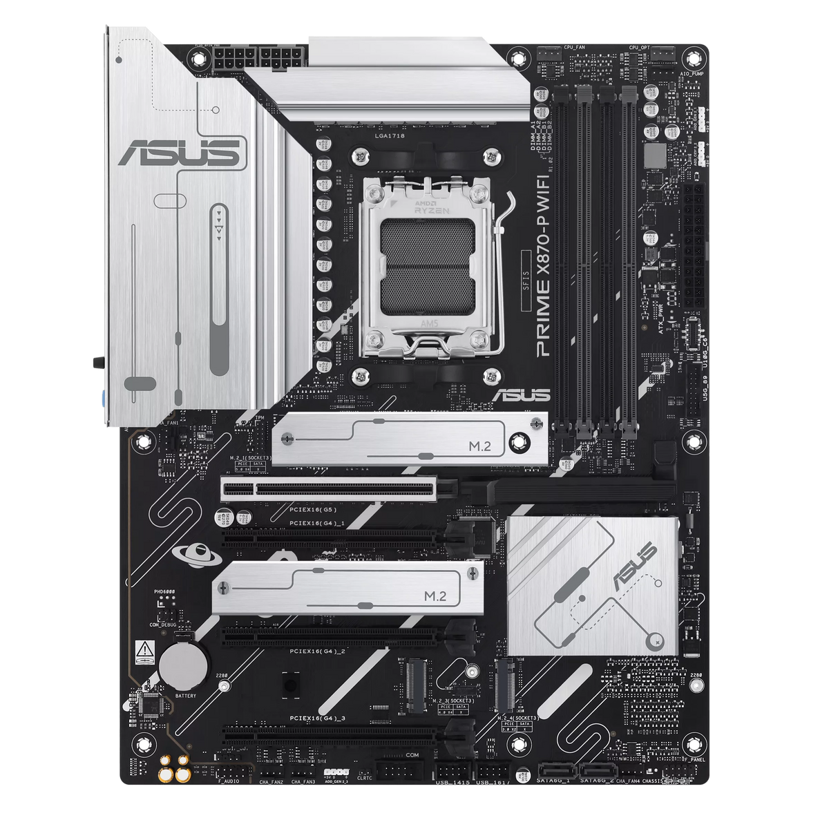 ASUS PRIME X870-P WIFI-CSM AMD AM5 ATX Motherboard | Ryzen 9000/8000/7000 | 256GB DDR5 | 8000+MT/s (OC) | Wi-Fi 7 | 2.5Gb LAN | 4× M.2 | PCIe 5.0