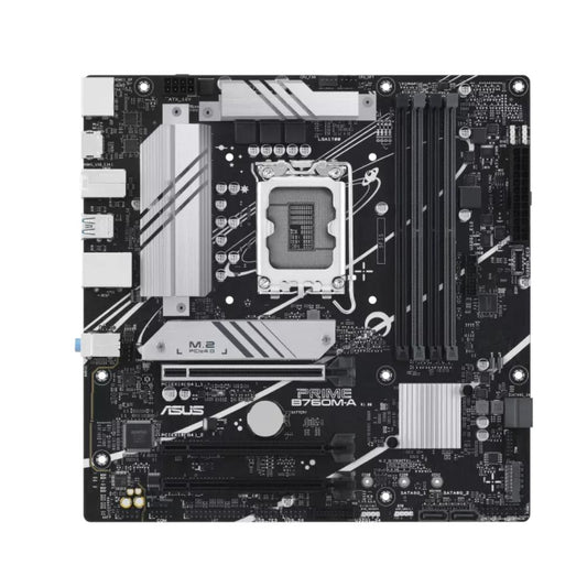 ASUS Prime B760M-A Motherboard | Intel B760 | LGA 1700 | mATX | DDR5 | PCIe 4.0 | 2× M.2 | 2.5Gb Ethernet | DisplayPort | 2× HDMI | USB 3.2 Gen 2 | USB Type-C | Aura Sync