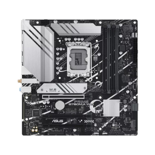 ASUS Prime B760M-A WIFI Motherboard | Intel B760 | LGA 1700 | mATX | DDR5 | Wi-Fi 6 | 2.5Gb Ethernet | PCIe 4.0 | 2× M.2 | HDMI | DisplayPort | USB Type-C | Aura Sync