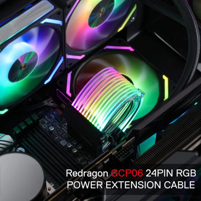 Redragon GCP06 24-Pin ARGB Power Extension Cable | 5V 3-Pin ARGB | 18AWG | Addressable RGB Lighting | Black