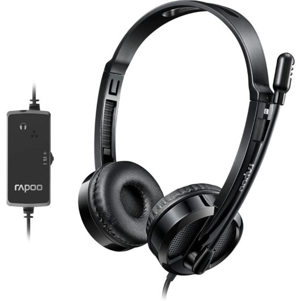 Rapoo H120 Wired Stereo USB Headset | Digital Audio, Noise-Reducing Mic, Lightweight, Plug & Play