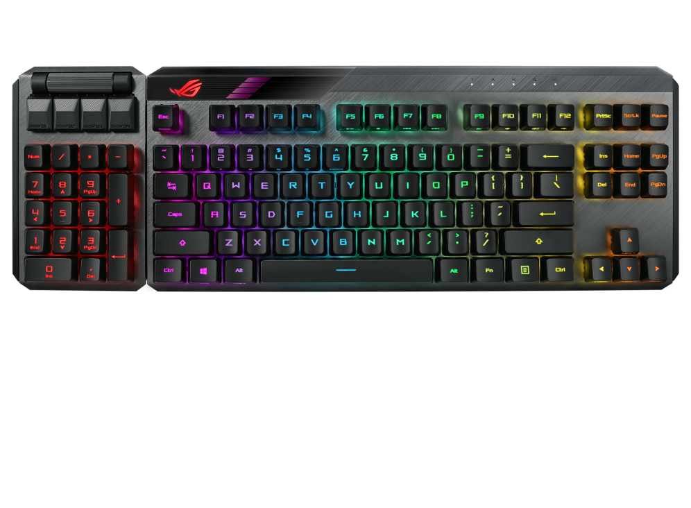 ASUS ROG Claymore II | Modular 80%/100% Gaming Keyboard | ROG RX Optical Switches | Wireless 2.4G | Detachable Numpad & Wrist Rest