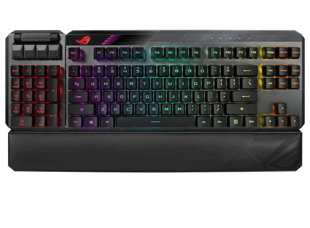 ASUS ROG Claymore II | Modular 80%/100% Gaming Keyboard | ROG RX Optical Switches | Wireless 2.4G | Detachable Numpad & Wrist Rest