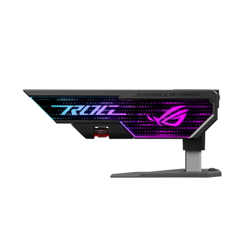 ASUS XH01 ROG HERCULX GRAPHICS CARD HOLDER | Black & White | Adjustable Height, Toolless Installation, ARGB Lighting, and PCIe Slot-Free Support