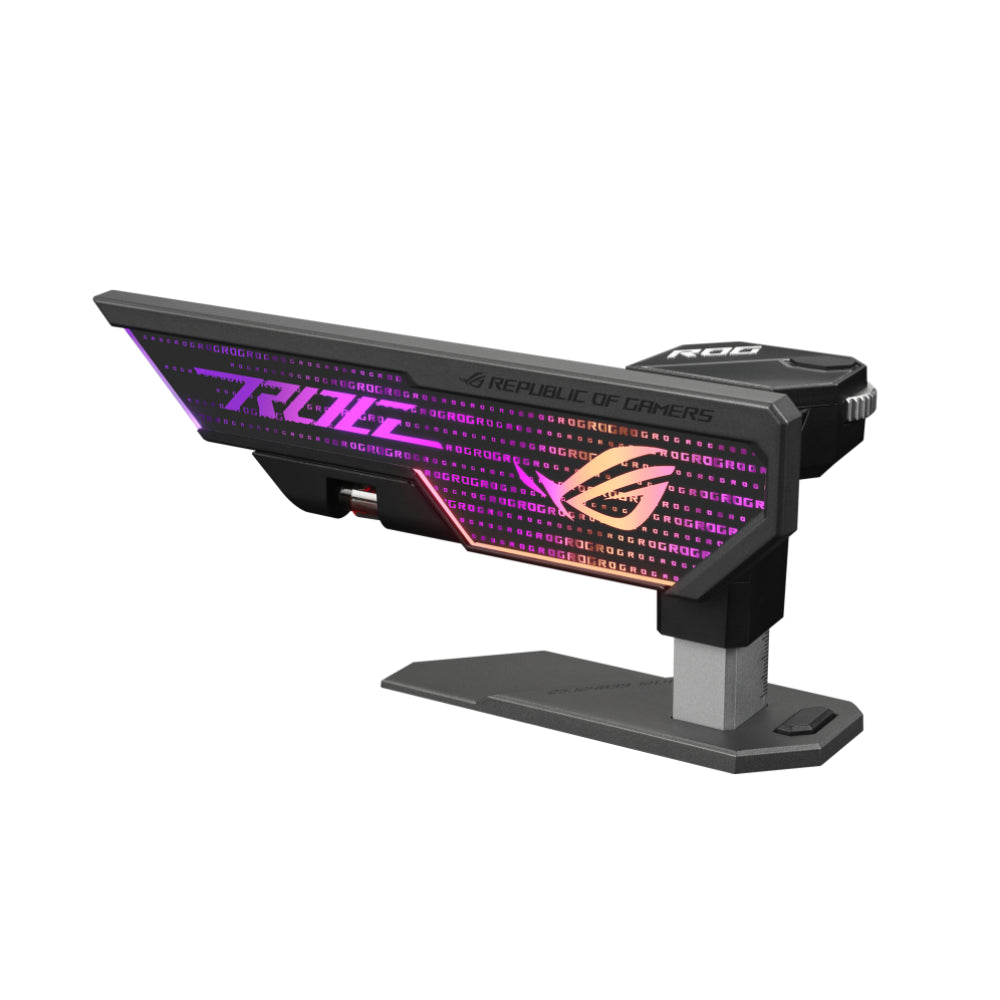 ASUS XH01 ROG HERCULX GRAPHICS CARD HOLDER | Black & White | Adjustable Height, Toolless Installation, ARGB Lighting, and PCIe Slot-Free Support