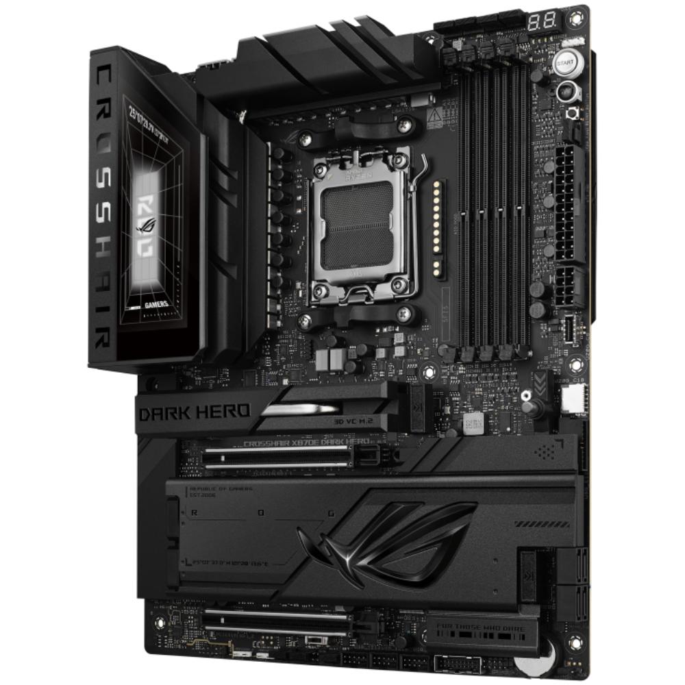 ASUS ROG CROSSHAIR X870E DARK HERO Motherboard | AMD X870E | AM5 | DDR5 256GB | PCIe 5.0 | 5x M.2 | 10GbE + 5GbE | Wi-Fi 7 | USB4 | 60W USB-C PD | ATX
