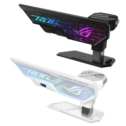 ASUS XH01 ROG HERCULX GRAPHICS CARD HOLDER | Black & White | Adjustable Height, Toolless Installation, ARGB Lighting, and PCIe Slot-Free Support
