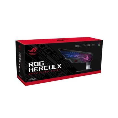 ASUS XH01 ROG HERCULX GRAPHICS CARD HOLDER | Black & White | Adjustable Height, Toolless Installation, ARGB Lighting, and PCIe Slot-Free Support
