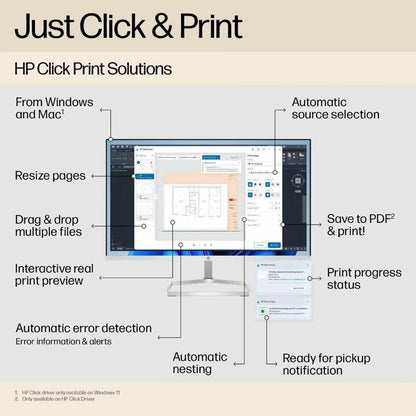 HP DesignJet T650 36" (A0) Large Format Plotter Printer | 5HB10D | Compact CAD/GIS Wide-Format Printer with Auto Sheet Feeder