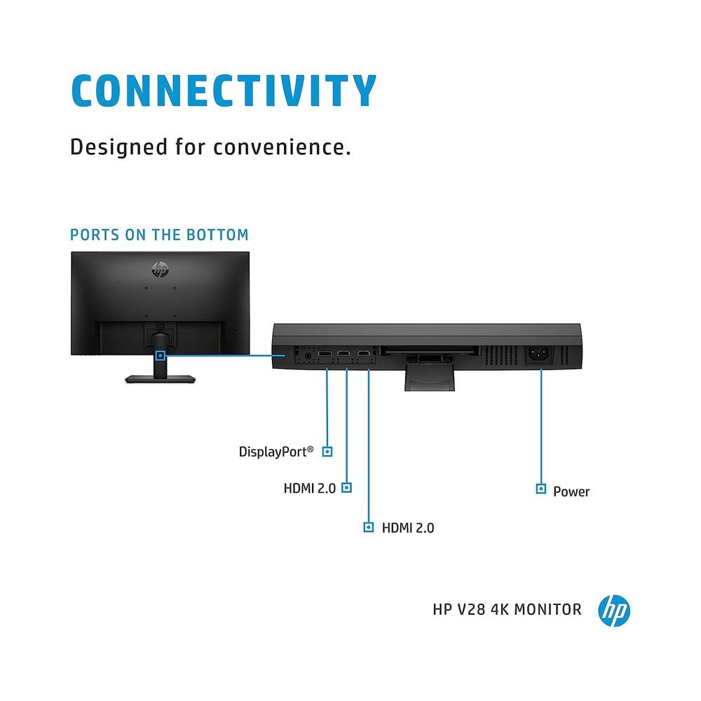 HP V28 | 28-Inch 4K UHD LED Monitor | Ultra-Crisp Display for Work