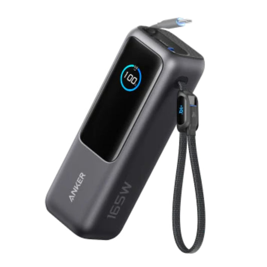 Anker Laptop Power Bank | 25,000mAh Capacity | 165W Total Output | Triple USB-C Ports | Built-In &amp; Retractable USB-C Cables | USB-A Port | Smart Digital Display | Fast Charging for Laptops, Tablets, and Phones | Matte Black