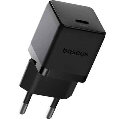 Baseus Palm Series | Network Fast Charger | Single USB-C Port | 20W PD Output | 3A Max Current | Compact Design | Smart Chip | US Plug | Black | Model P10111602113-00 | For Phones, Tablets, USB-C Accessories