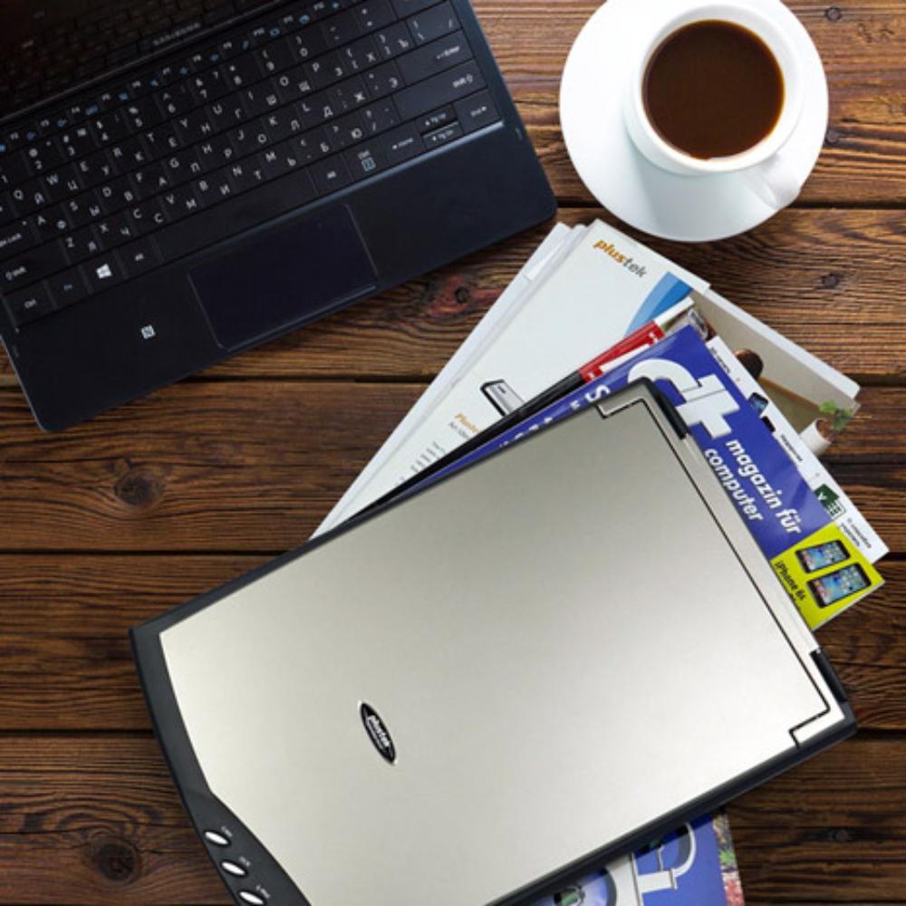 Plustek OpticSlim 2610 Plus | Color Flatbed Scanner A4 | 1200 DPI, TWAIN, One-Touch Buttons, Thick Document Support