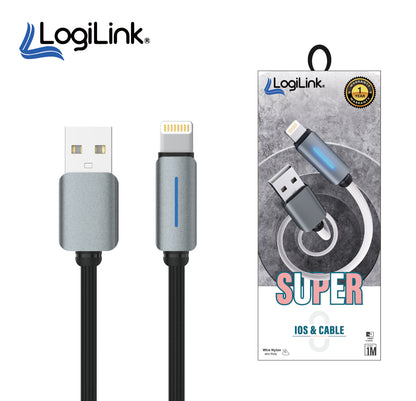 LogiLink USB to Lightning Nylon Fast Charging Data Cable | 1M, USB 3.1, Nylon Braided